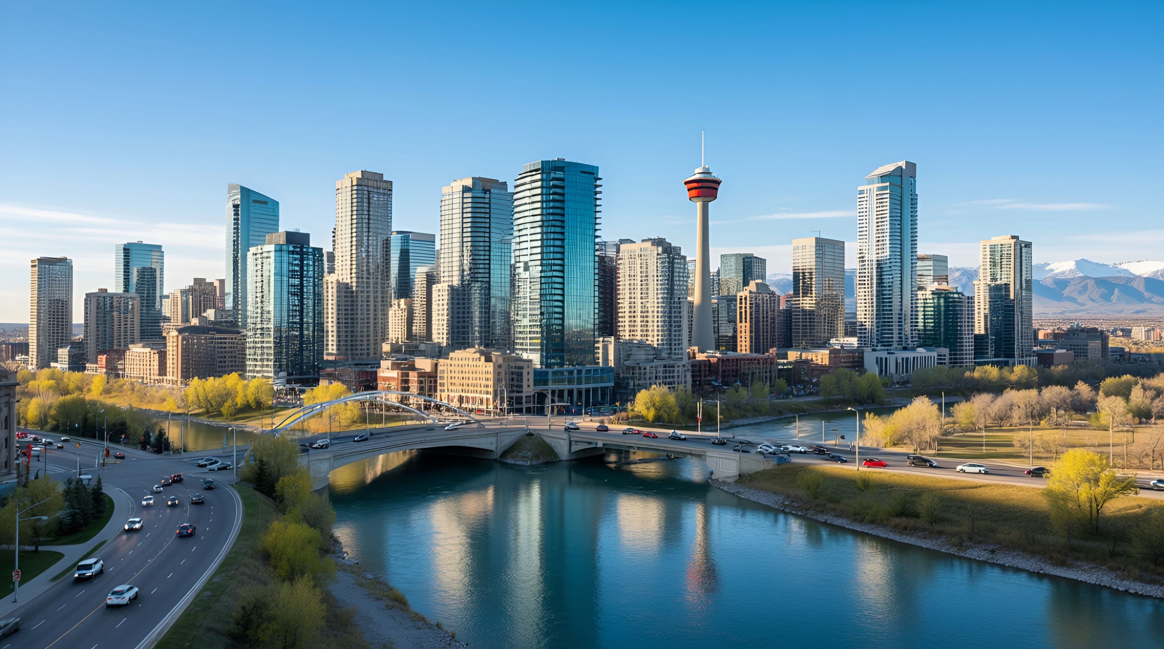 Calgary skyline at dusk
